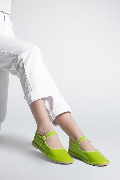 Marjin Women's Strappy Ballerinas Lunari Green
