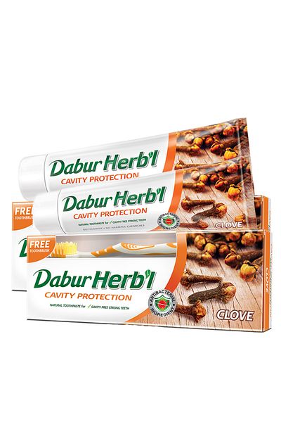 Dabur Herbal Cavity Protection Clove Toothpaste 2 x 150 g + Toothbrush