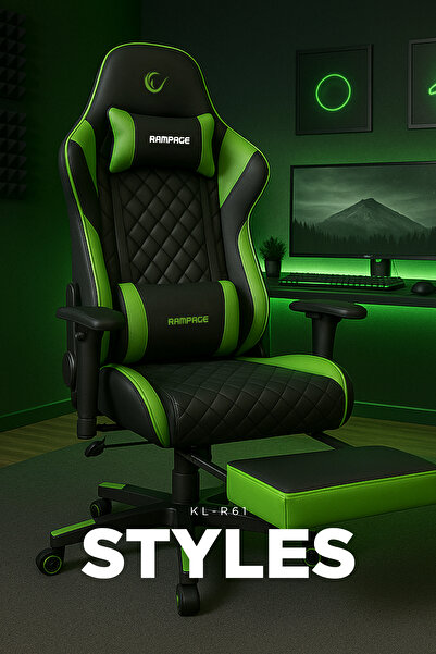 Rampage Kl-r61 Styles Yeşil/siyah Gaming Oyuncu Koltuğu
