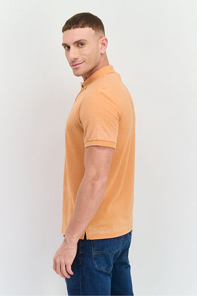 Lee Men Regular Fit Embroidered Logo Short Sves Polo Shirt, Light Orange