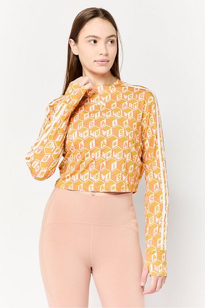 adidas Women Sportswear Fit Long Sleeve All Over Print Training Tops, Multicolor