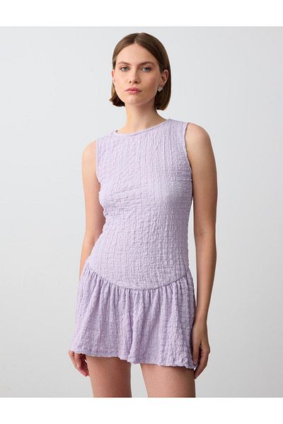 Jimmy Key Rochie mini tricotată fără mâneci, liliac, cu decolteu relaxat