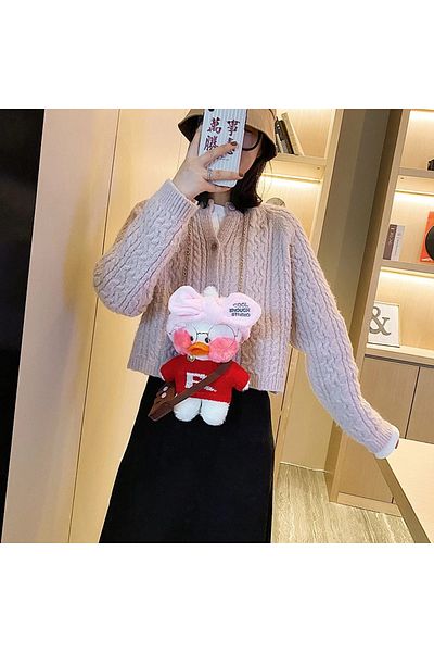 synshop Geantă Kawaii Lalafan Jucărie 30 cm Ochelari ținută Bandana Pluș Rață Cu Curea de umăr laterală
