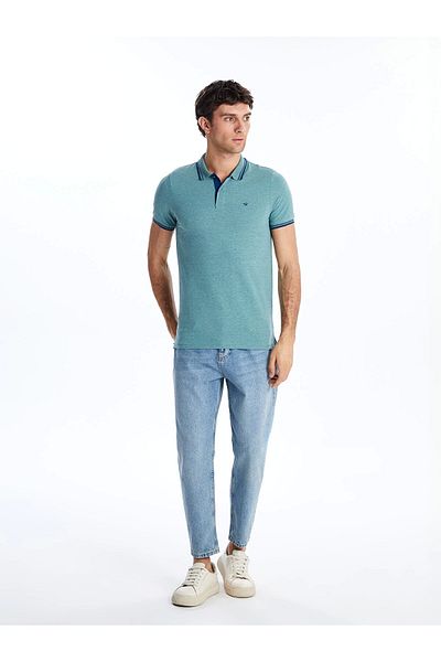 LC Waikiki Ανδρικό μπλουζάκι LCWAIKIKI Classic Green Polo Neck Pique