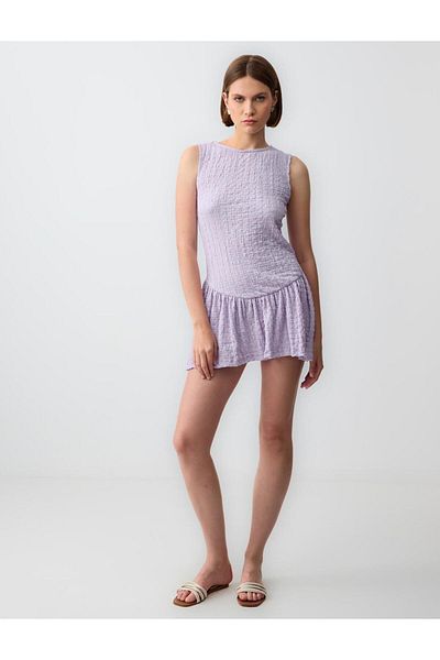 Jimmy Key Rochie mini tricotată fără mâneci, liliac, cu decolteu relaxat