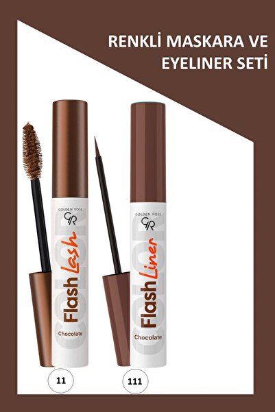 Golden Rose Flash Lash Çikolata Kahve Maskara ve Flash Liner Makyaj Seti