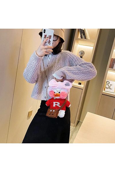 synshop Geantă Kawaii Lalafan Jucărie 30 cm Ochelari ținută Bandana Pluș Rață Cu Curea de umăr laterală