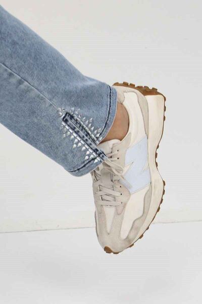 Eslina 49023 Blugi cu centură elastică la spate mărime mare - albastru