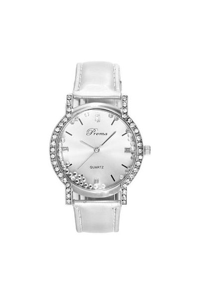 QUARTZ Elegant Women's Watch Prema, Leather Strap, Crystal Dial, CS209