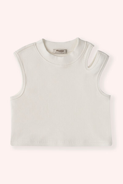 Panço Kız Çocuk Omuz Detaylı Beyaz Atlet