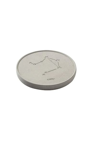 ceramics Suport pentru pahar, coaster, Constelații stelare și semne zodiacale, 10 cm, Balanta, alb