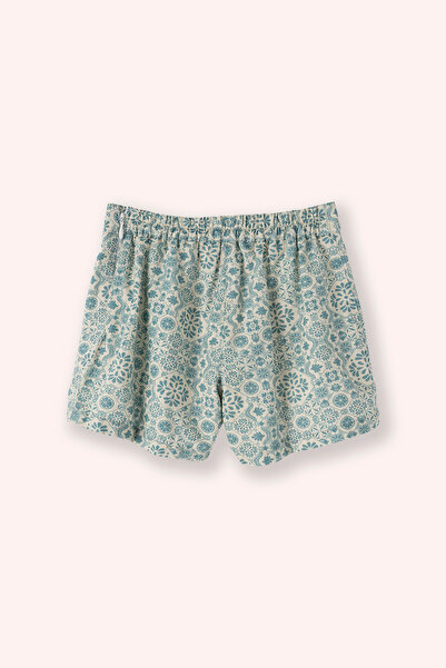 Panço Kız Bebek Etnik Desenli Fermuarlı Yeşil Şort