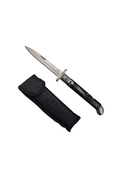 Depox Stiletto Automatic Knife, Italian Marble, 27 Cm, Black