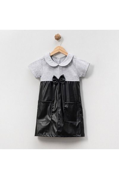 Overdo Girl's Short Sleeve Combed Cotton Leather Summer Dress