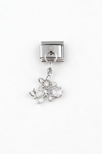 Sortie Aksesuar Zirkon Taşlı Çiçek Papatya Figürlü Paslanmaz Çelik İtalyan Ch...
