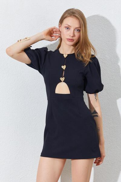 TENA Γυναικείο Μίνι Φόρεμα με Μαύρο Καρπούζι με Κουμπιά Μπροστά