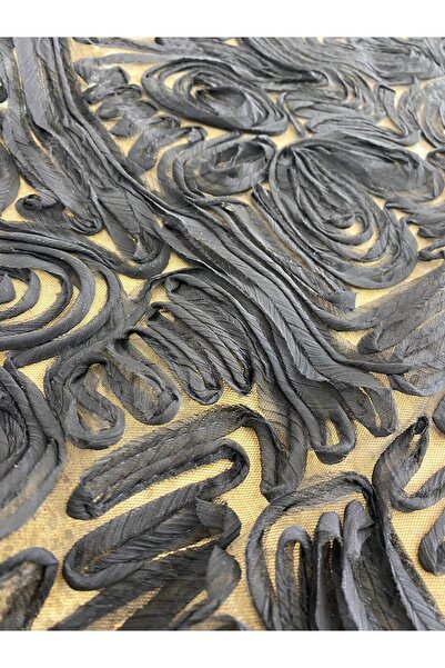 METERİAL Ύφασμα από μαύρο τούλι με απλικέ 3D – Με σχέδιο ρίγες |   Πλάτος 135...