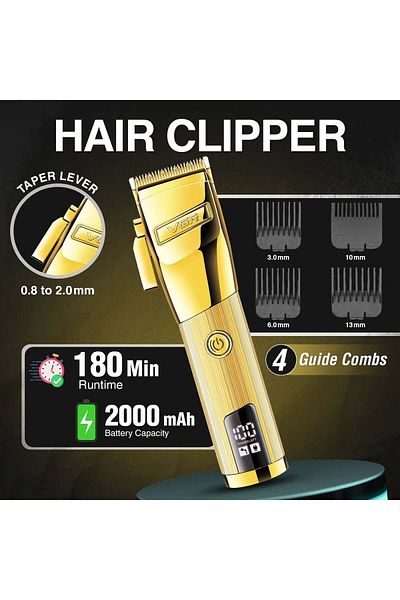 VGR Men V-681 Professional Corded Electric Hair Clipper With LED Display Body Groomer 200 Min Runtim