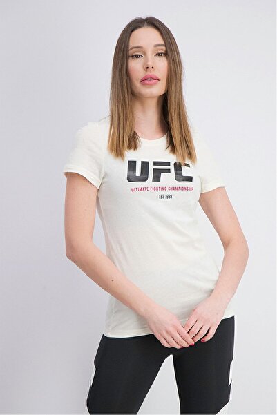 Reebok Women Short Sleeve UFC Logo Tee, Chalk White