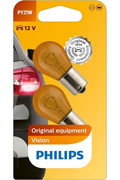 Philips PY21W Vision, 12V Turuncu Amber Sinyal Ampülü, 2'li Paket