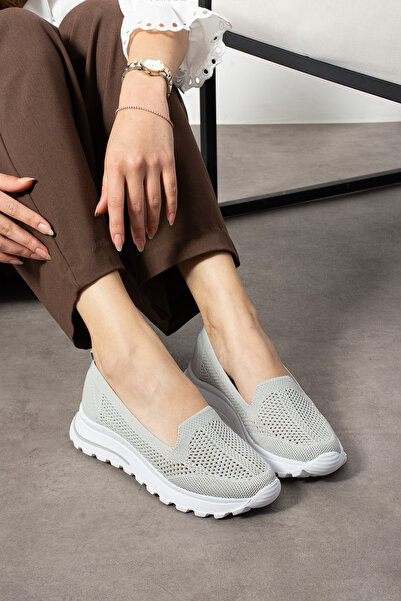 Trendpink Балетні сірі трикотажні жіночі кросівки на щодень