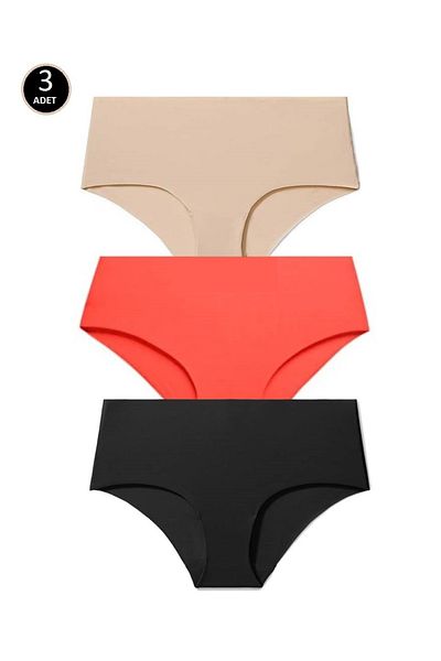 CİMCİMEM High Waist Seamless Laser Cut Non-Marking Seamless Women's Panties 3 Pcs