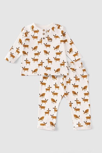 Little Gusto Organic Cotton Baby Pajama Set Deer