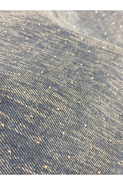 METERİAL Sim Taş Detaylı Denim Kot Kumaş – En 155 cm | Parlak & Şık Tasarım