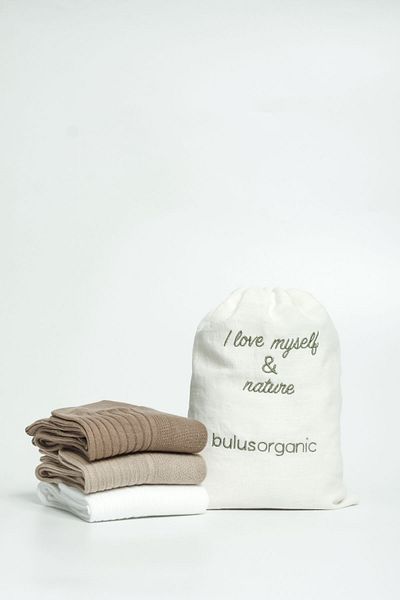 Buluş Organik Beige, White, Mink Set of 3 100% Cotton Combed Socks - Extra Sweat Absorbing