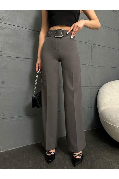Leo Ferre Anthracite Belted Palazzo Trousers