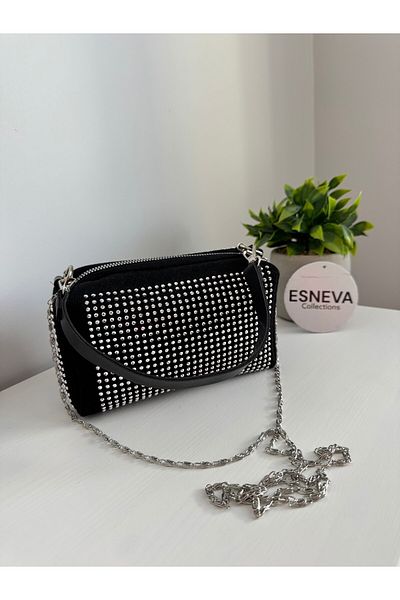 ESNEVA Women's Stone Chain Strap Hand and Shoulder Bag
