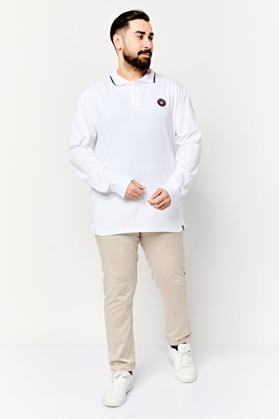 PAUL FRANK Men Regular Fit Graphic Print Long Sleeve Polo Shirt, White