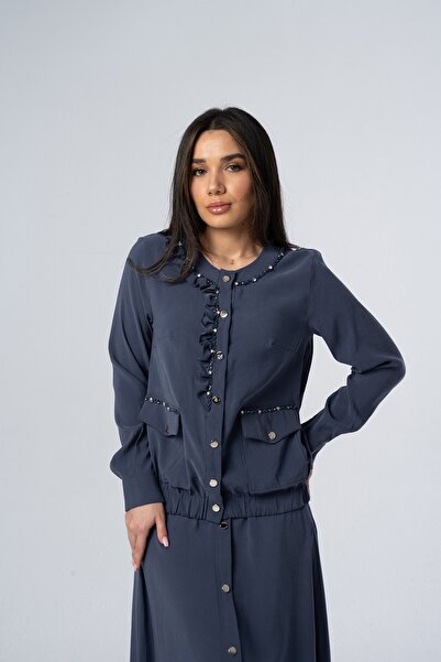 Elaris Exclusive ELARİS Fırfır ve Cep Detaylı Düğmeli Elbise