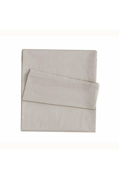 Linens ملاءة سرير مفردة من القطن والساتان بلون الحجر - Mixmatch