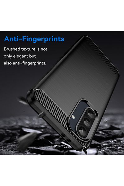 SKYDDAR INNOVATION Carcasă pentru Samsung Galaxy A26 5G, silicon carbon, subțire, cu fibră de carbon, albastră, set cu autocolant