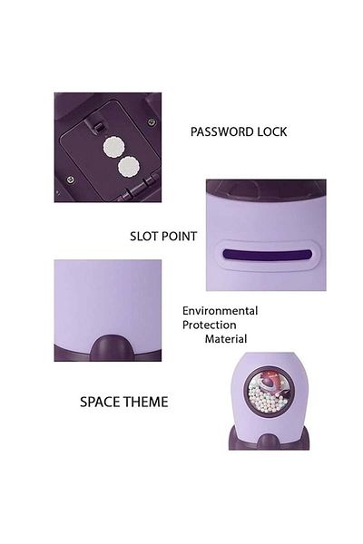 PUFO Pușculiță decorativă Pufo Rocket Buclucasa, deschidere cu parolă, 18 cm, violet