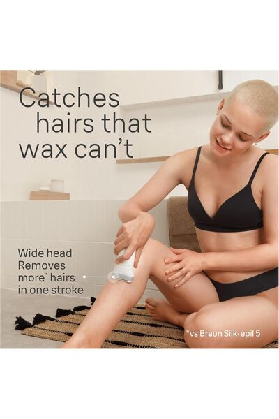 Braun Silk-épil 7 Epilator with Wide Head, Wet & Dry, Lady Shaver & Trimmer Comb, SE7-441 (White/Si