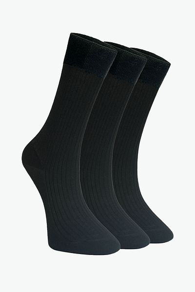 Buluş Organik 3-Piece Black, Navy Blue, Brown 100% Cotton Combed Cotton Socks (Extra Sweat Absorbent)