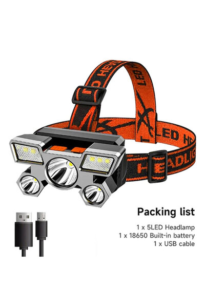 ESMARTER XY501 مصباح أمامي قابل لإعادة الشحن بمنفذ USB برتقالي اللون محمول بخ...