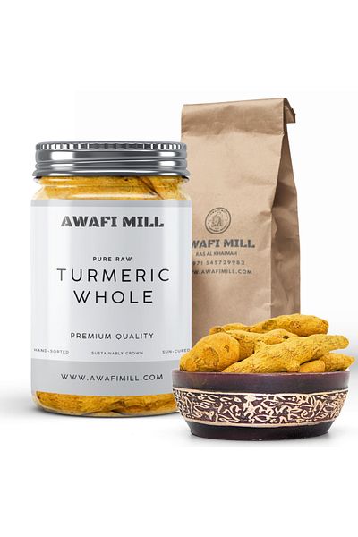 AWAFI MILL Dried Whole Turmeric | Dried Turmeric Root - Bottle of 100 gram / 3.5 Oz
