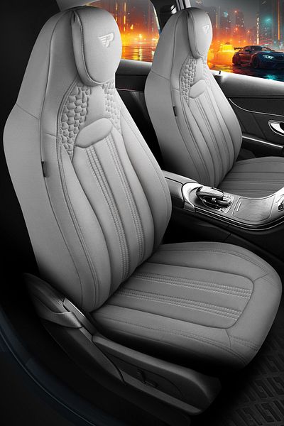 Panda Kılıf Panda Hunter Lacost Fabric Automotive Seat Cover with Orthopedic Support-Full Set