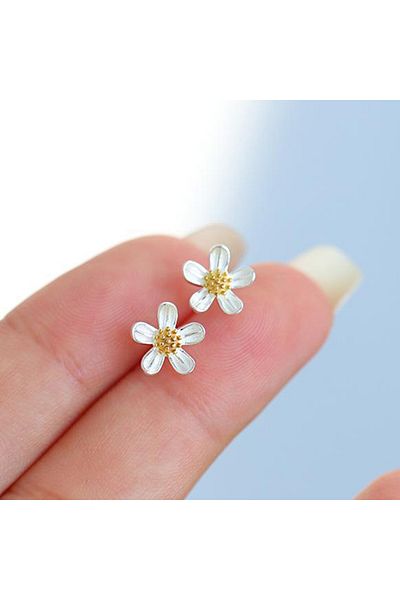 Choice white Korean Style Daisy Tulip Flowers Stud Earrings For Women Dropping Oil Earring For Women Girls