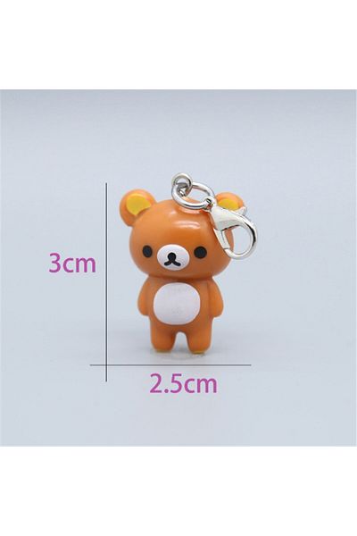 Miniso brown Rilakkuma Easy Bear Keyrings Kawaii Lazybear Doll Key Chains Bag Clothing Puller Phone Rope Ne