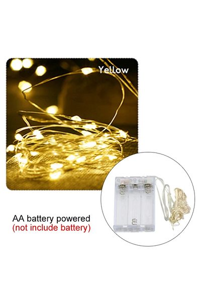 MeeToo 10m yellow 10M 5M 3M 2M Copper Wire LED Tinsel Garland Battery Powered Fairy LED String Lights for H