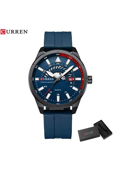 Curren blue box CURREN Fashion Men Watch Top Brand Luxury Waterproof Sport Mens Watches Silicone Automatic