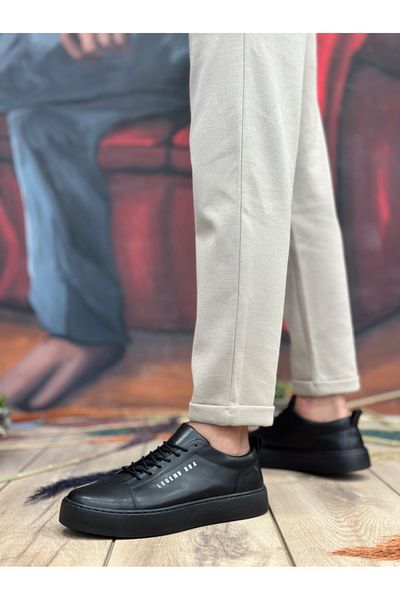 EBRUS TREND Ba104 Boa High Black Skin Black Sole Lace-Up Men's Shoes