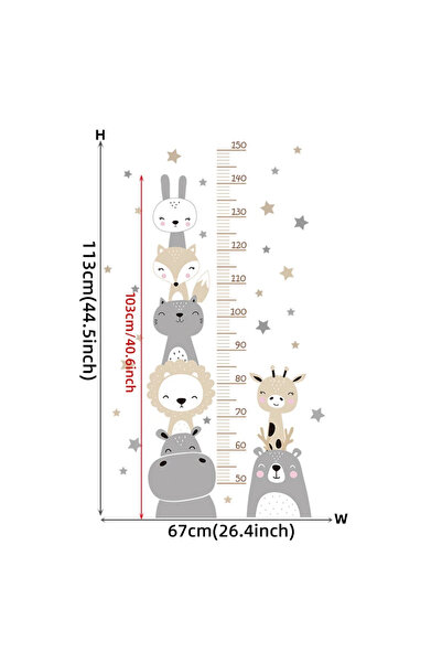 Choice ملصقات حائط بنمط بوهو ملون، ابتسامة حيوانات، دب، أسد، قلوب، قياس الارت...