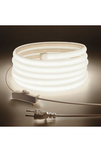 Choice 2M 220V European Plug Natural White 110V 220V Super Bright COB LED Strip with Switch FOB Tape Ribbon