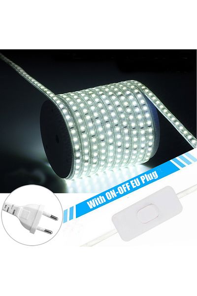 Choice 4m length AC220V EU Plug With Switch 6000K Ultra-thin Waterproof Led Strip Light 10cm Cut 220V 120LE