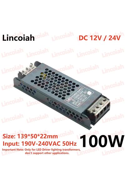 Lincoiah 24 V 100w Lighting Transformer Dc 12v/24v Power Supply Adapter 5a 12a Ultra Thin Led Strip Switch Dr